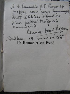 Un homme et son péché 1935 / Éditions du Vieux Chêne